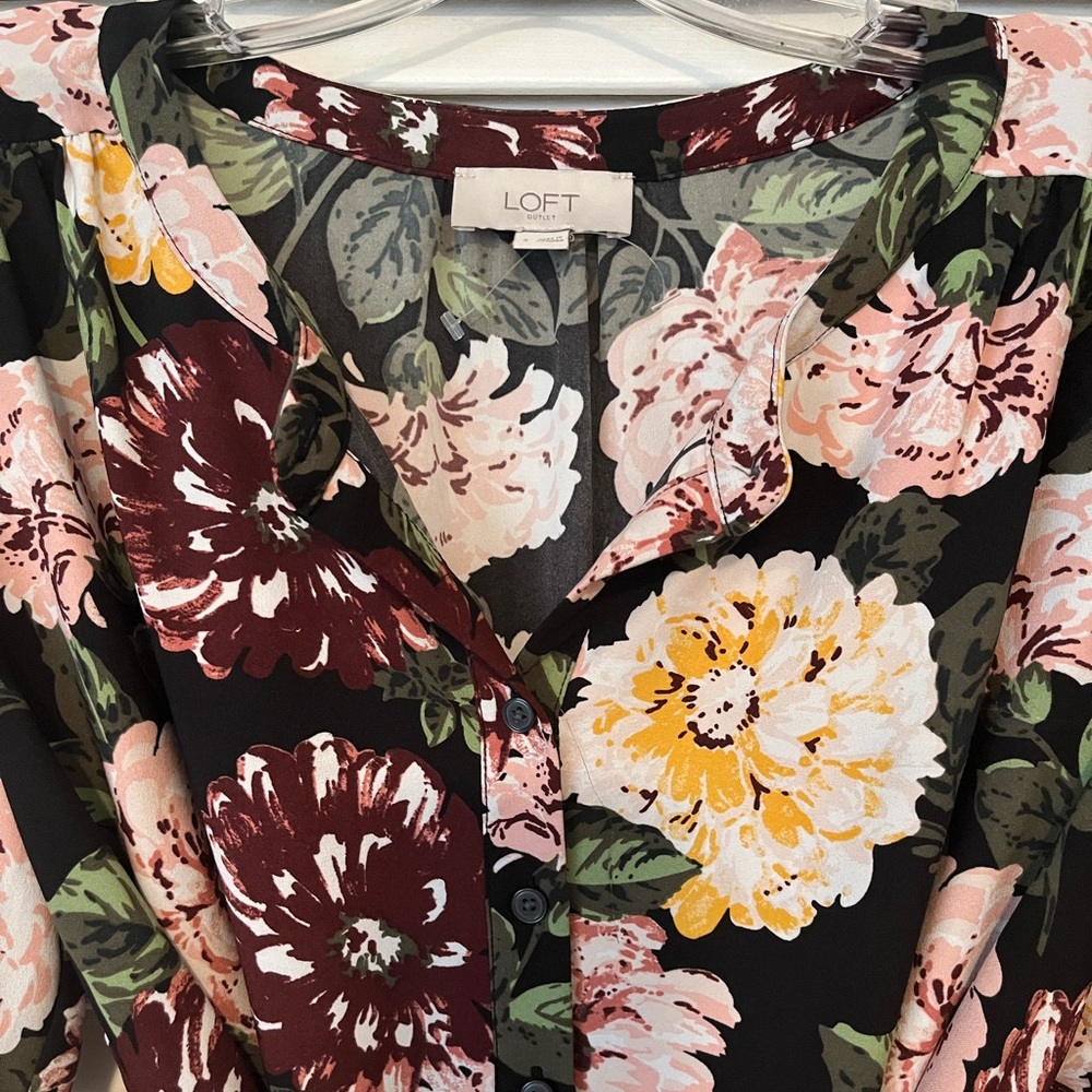 LOFT floral shirt dress - Picture 2 of 4